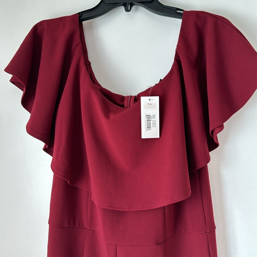 Sugar + Lips Burgundy Off The Shoulder Jumpsuit Size M NWT - Picture 2 of 9